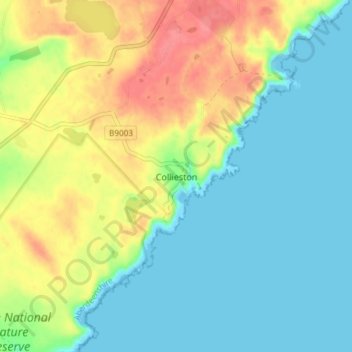 Collieston topographic map, elevation, terrain