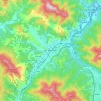 Llodio topographic map, elevation, terrain