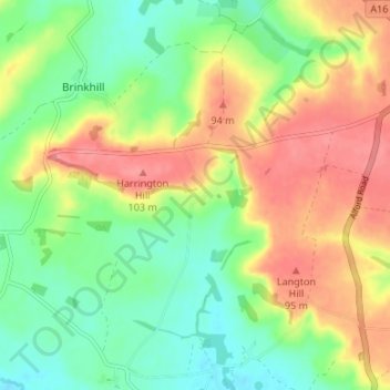 Sutterby topographic map, elevation, terrain