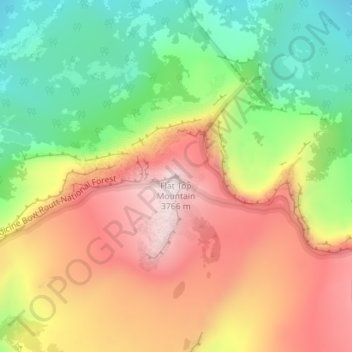 Flat Top Mountain topographic map, elevation, terrain
