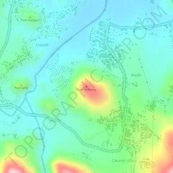 Pasir Muncang topographic map, elevation, terrain