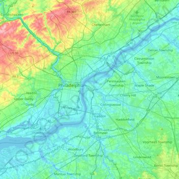 Camden topographic map, elevation, terrain