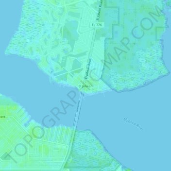 El Jobean topographic map, elevation, terrain