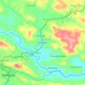 Elle Arawa topographic map, elevation, terrain