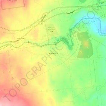 Woods Mills topographic map, elevation, terrain
