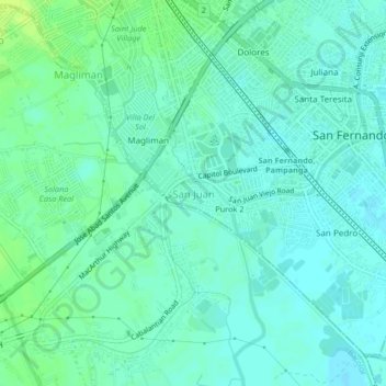 San Juan topographic map, elevation, terrain
