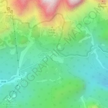 Passo Tre Croci topographic map, elevation, terrain