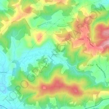 Omoño topographic map, elevation, terrain