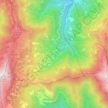 Casale Staffora topographic map, elevation, terrain