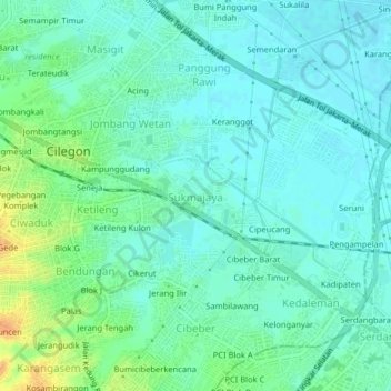 Sukmajaya topographic map, elevation, terrain