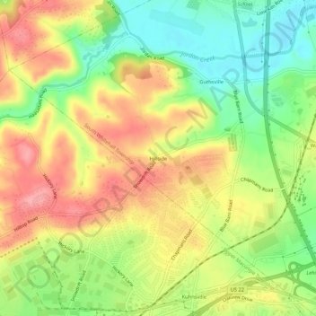Hillside topographic map, elevation, terrain