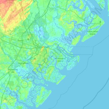 Whitemarsh Island topographic map, elevation, terrain