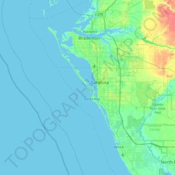 Lido Key topographic map, elevation, terrain