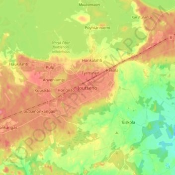Joutseno topographic map, elevation, terrain