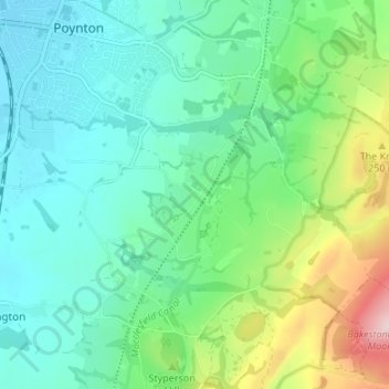 Wood Lanes topographic map, elevation, terrain