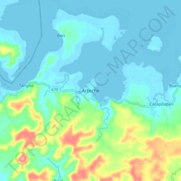 Arteche topographic map, elevation, terrain