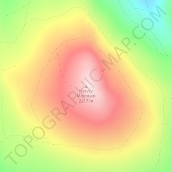 Harvey Mountain topographic map, elevation, terrain
