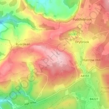 Ruardean Hill topographic map, elevation, terrain