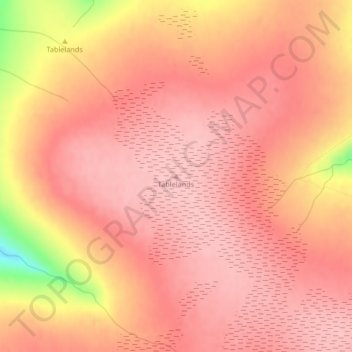 Tablelands topographic map, elevation, terrain
