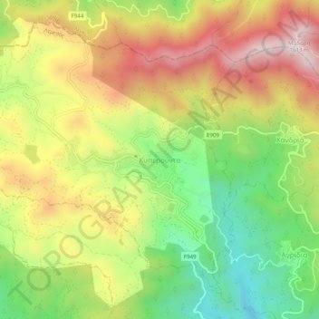 Kyperounta topographic map, elevation, terrain