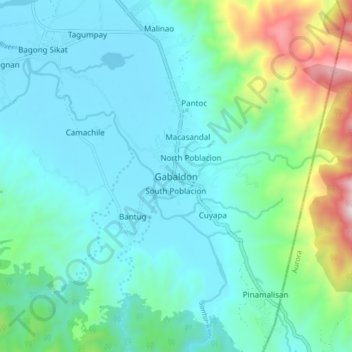 Gabaldon topographic map, elevation, terrain