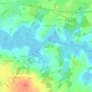 Les Rives de L'Acheneau topographic map, elevation, terrain