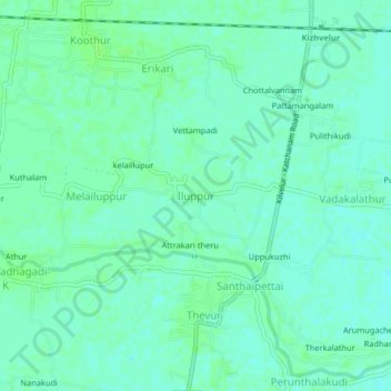 Iluppur topographic map, elevation, terrain