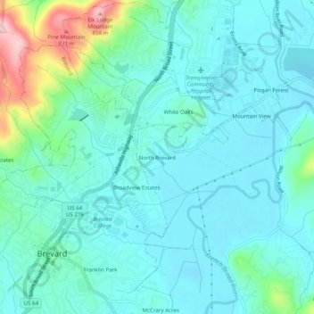 North Brevard topographic map, elevation, terrain