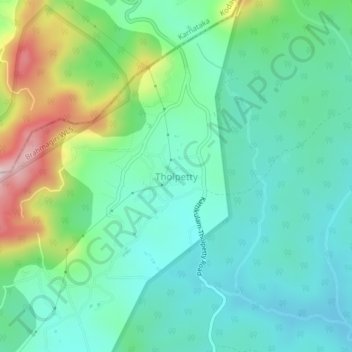 Tholpetty topographic map, elevation, terrain