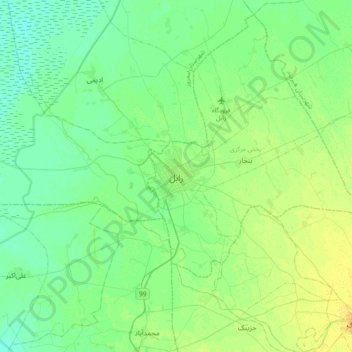 Zabol topographic map, elevation, terrain
