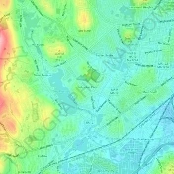 Columbus Park topographic map, elevation, terrain