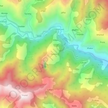 Gumra topographic map, elevation, terrain