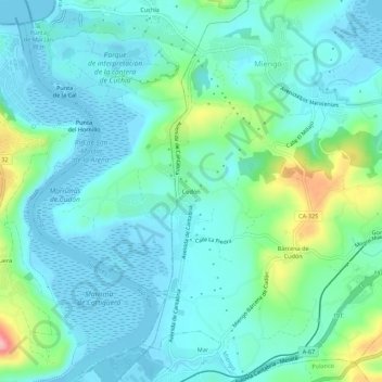 Cudón topographic map, elevation, terrain