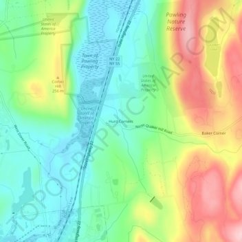 Hurd Corners topographic map, elevation, terrain