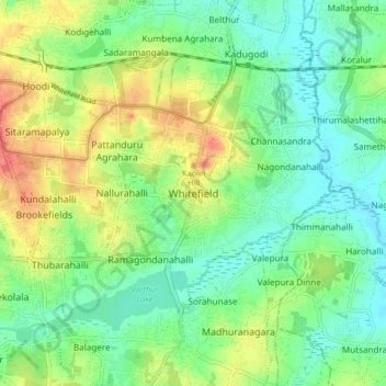 Whitefield topographic map, elevation, terrain
