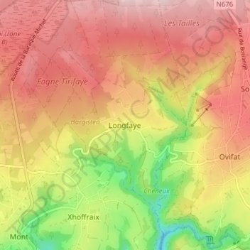 Longfaye topographic map, elevation, terrain