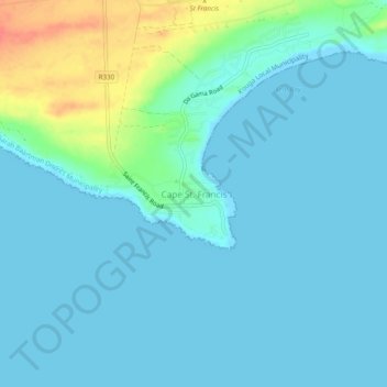 Cape St. Francis topographic map, elevation, terrain