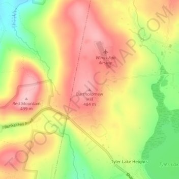 Bartholomew Hill topographic map, elevation, terrain