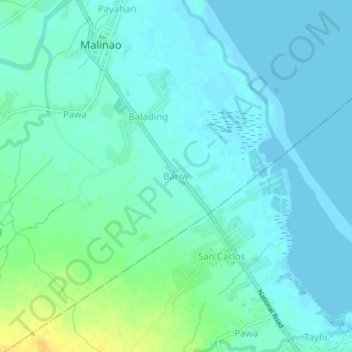 Bariw topographic map, elevation, terrain