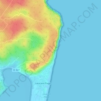 Phare de Leucate topographic map, elevation, terrain
