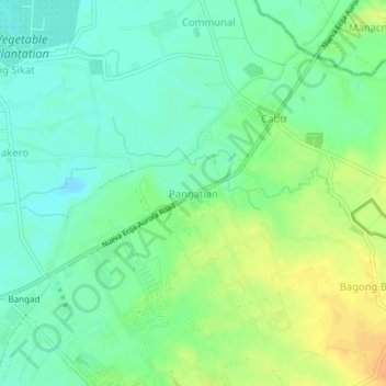 Pangatian topographic map, elevation, terrain