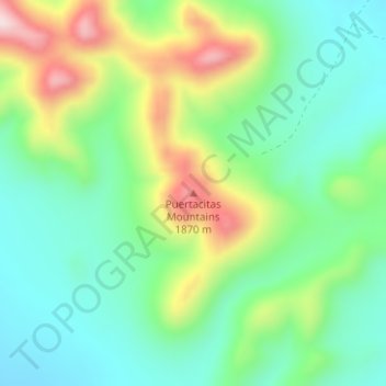 Puertacitas Mountains topographic map, elevation, terrain