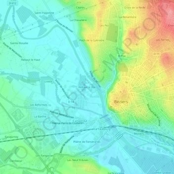 Rebaut le Bas topographic map, elevation, terrain