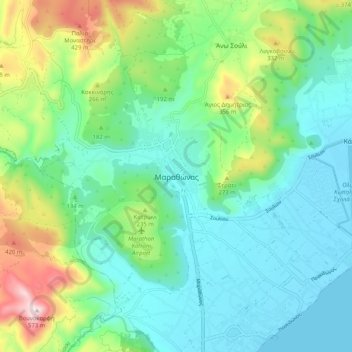 Marathon topographic map, elevation, terrain