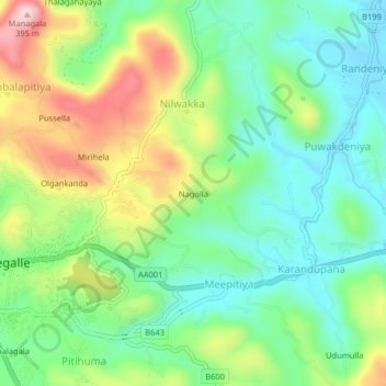 Nagolla topographic map, elevation, terrain