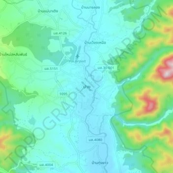 Pai topographic map, elevation, terrain