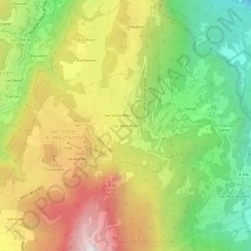 Les Michallons topographic map, elevation, terrain