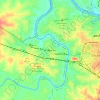 Adityapur topographic map, elevation, terrain