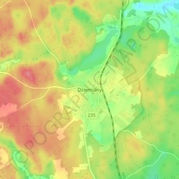 Dziemiany topographic map, elevation, terrain