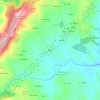 Cece topographic map, elevation, terrain